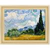 ConKrea QUADRO SU TELA CANVAS INTELAIATO - CON CORNICE - Campo di grano con cipressi per Van Gogh - 30x40cm - Stile Contemporaneo Legno Naturale - (cod.2693)