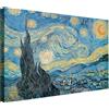 Wallazz Quadri Moderni Soggiorno Riproduzione Quadri famosi su tela - 100% Made in Italy - Vincent Van Gogh Starry Night - Quadro Camera da Letto - Qualità Artigianale - 60x90cm