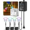 HIBOITEC - Kit di 10 luci RGB per terrazza, 14 colori e 5 effetti dinamici, dal crepuscolo all'alba e con timer, impermeabile IP67 a bassa tensione per giardino, terrazza, feste