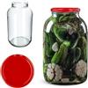 KADAX Barattoli Vetro 4 l con Coperchio a Vite Ø100 mm - vasetti ermetici per marmellate, Miele, sottaceti, cetrioli, fermentazione, Conserve Fatte in casa, bomboniere (1 Pezzo, Coperchio Rosso)