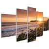islandburner Quadro su tela, romantico, tramonto sul mare, da parete, per soggiorno, per gli amanti della natura, 5 pezzi