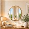 Clevich Specchio da Parete Rotondo con Bordo Ondulato 60cm, Specchio Bagno | Specchio Tondo a Forma di Fiore, da Appendere e Appoggiare, in alluminio, Specchio per Ingresso, Camera da Letto, Trucco