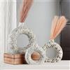 Ajuny Donut Vase Set di 3 - Vasi Decorativi in Ceramica a Forma di Ciambella Stampati in Bianco Grigio per Fiori Della Pampa | Centrotavola per Matrimoni Feste Soggiorno Ufficio Moderno per Casa