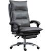 SJHPZG Sedia da ufficio in vera pelle con poggiapiedi retrattile, ergonomica, completamente reclinabile, sedia esecutiva da computer, comfort, schienale alto, girevole, sedia da capo