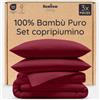 Bambaw Set Copripiumino Una Piazza e Mezza (200 x 200 cm), Completo da 3 Pezzi Traspirante con 2 Federe in Bambù (75 x 50 cm), Set di Lenzuola Fresche Estive Contro la Sudorazione Notturna (Bordeaux)