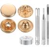 QUARKZMAN 24Set Bottoni Automatici a Pressione in Pelle, 10mm Dia 2.76 Lungo in Ottone con 4 Strumenti Installazione Inclusi Metallo da Cucire per Borse Cappotti Barche Tela, Oro