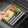 HIMKI Scolapiatti pieghevoli in acciaio inox sopra il lavello, scolapiatti da cucina, scolapiatti per frutta, verdura, tazze, stoviglie (nero, 45 x 32,5 cm)