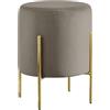 Il Gruppone Passione Casa Pouf Poggiapiedi in Velluto con Gambe Dorate Elegante Imbottito Sgabello per Toeletta Mobile Trucco Ottomano Ingresso Tavolino - Tortora