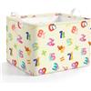 Pomodee Cesto Biancheria Sporca Animali Numeri Bambini, Pieghevole | 36 L cestino portaoggetti colorato, cesta giochi bambini, tela impermeabile - cameretta, bagno, regalo