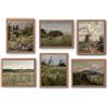 BYOCEW Set di 6 stampe artistiche da parete con paesaggi vintage, fiori di campo e cottage pastorale, poster rustici senza cornice per l'estetica della stanza, immagini collage da parete per soggiorno