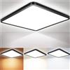 Fynokst Plafoniera LED Soffitto 45 CM 32 W 4000 LM IP54 Nero Confezione 1 | 3000K/4000K/6500K Lampada da Soffitto bagno Quadrata per Camera da Letto Cucina Soggiorno Bagno Sala da Pranzo Corridoio