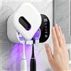 Maxspace Disinfettante UV per spazzolino da denti, portaspazzolino elettrico da parete con asciugatura, portaspazzolino senza foratura, con 2 fessure (bianco-quadrato, standard)