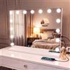 MIQU Hollywood Specchio da Trucco con Luci 50x42 cm, a 14 LED Illuminazione | Grande Specchio con 3 Colori di Luce, Regolabile, Tattile, USB Type-C, Ingranditore 10X Rimovibile, Parete / Tavolo make up