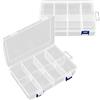 TONGIHS 2 Pezzi Scatola a Scomparti,per Perline,Orecchini,Trasparente | 8 scomparti,Plastica,Resistente,Trasparente,Leggero,Facile da trasportare,Divisorio mobile,per Bagno,Cucina,Soggiorno,Studio
