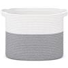 DHNEIYGC Cesto Portaoggetti, Cesto Portabiancheria, Cestino per Mensole 32 x 24 x 23cm, in Corda di Cotone con Manici, Bianco e Grigio, per Giocattoli, Libri, Bagno e Cameretta
