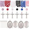 SUNNYCLUE 778 pz Fai Da Te 6 set Rosari Kit per Realizzare Rosari Croci Ciondoli A Croce Cabochon Castone con Cabochon In Vetro Perline di Perle Finte Ciondoli A Crocifisso per Donne Uomini Regali Com