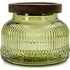 LINGSHINE Barattolo decorativo in vetro verde con coperchio ermetico in legno da 750 ml, con bocca larga, contenitore vintage da cucina per biscotti, caramelle, miele, farina, spezie, caffè, tè, decorazione per