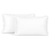 Corredocasa Coppia Federe Esterne con Rouches Volant in Puro Cotone - 50x80 cm - Eleganti e Morbide per Guanciale e Cuscino Letto Bianco