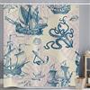 ASDCXZ Tenda da doccia marittima, 180 x 200 cm, marittima, nautica, ancora, animali marini, conchiglie, lavabile, in poliestere, impermeabile, per vasca da bagno con 12 ganci
