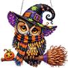 MEIYUDA Halloween 5D Diamond Painting Pendente Kit Completo, Gufo Pittura Diamante per Bambini Acchiappaluce, Fai-da-te Diamond Painting DIY Strass Ricamo a Punto Croce Decorazione per Casa