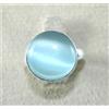 Anello Uomo In Argento 925 Naturale Occhio Di Gatto Blu 21.25 Ct Round AGI