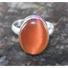 Anello Uomo Argento 925 con Gemma Naturale Occhio di Gatto Arancione 17,20 Ct