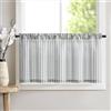 TOPICK Tenda da cucina Brise Bise, 150 x 60 cm (larghezza x altezza) | Tenda a righe in lino opaco, con tasca per bastone, per cucina, sala da pranzo, bagno e piccole finestre