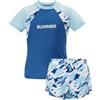 KAKU NANU Costume da bagno per ragazzi con gilet e doppio strato, 5-15 anni | nero, blu, bianco, protezione solare, leggero, asciugatura rapida, traspirante, spiaggia, surf, piscina
