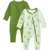 WYTbaby Confezione da 2 pigiami per bambini e bambine, in cotone, con cerniera e guanti pieghevoli, abbigliamento per bambini da 0 a 24 mesi