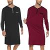 Yukiuiny Maglie Pigiama Uomo Maniche Lunghe Abbigliamento da Notte Cotone Camicie Lunghe per Dormire