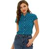 Allegra K Donna Top a Pois Vintage a Maniche Corte Camicia Abbottonata
