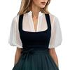 Generisch Camicetta Dirndl da donna, con scollo a V, con maniche ad aletta, colore bianco, lunga