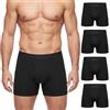 Hellomamma Boxer Uomo Lunghi Cotone: Gamba Lunga Antisfregamento & Apertura | Mutande Uomo Morbide con Tasca 3D Intimo Senza Etichetta Vita Elastica per Casa Lavoro e Uso Quotidiano Pacco da 4 Nero S-4XL