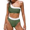 CUPSHE Bikini da donna, set One Shoulder a vita alta, blocco di colore, asimmetrico, costume da bagno in due pezzi, per l'estate e la spiaggia