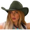 DRESHOW Cappello da Cowboy Donna Classico Cappello Western Retro a Tesa Larga con Fibbia e Cintura Cappelli Fedora in Feltro Arrotolati Unisex