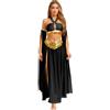Oyolan Vestito da donna Danza Orientale Crop Top Reggiseno Danza del Ventre Gonna Spacco con Maniche Rimovibili Set Vestito Spettacolo Carnevale