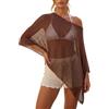 Feclmiyt Poncho da donna Y2K velato con spalle scoperte a spalle scoperte in maglia a rete trasparente poncho all'uncinetto mantello copricostume da spiaggia