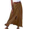 EFOFEI Donna Gonne Estiva Stampata a Pieghe Gonna in Cotone Lino Spacco Gonna Lunga Spiaggia Boho