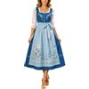 Generisch Dirndl per l'Oktoberfest, da donna, con chiusura lampo frontale, taglie forti, elegante, in stile retrò, colletto lungo, semplice, tradizionale e alla moda, per feste tradizionali, Oktoberfest