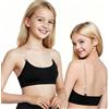 Mulnall Reggiseno da danza per ragazze, con spalline trasparenti, non imbottito, con 2 paia di cinghie regolabili, 1 paio di cuscinetti in silicone