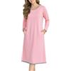 Sopesil Camicia da Notte Donna Lunga Manica Pigiama S-3XL | Bottoni Premaman Maniche Lunghe Bottoni Allentati Vestaglia Notte Elegante in Morbido con Fiocco Vestibilità Ampia
