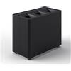 Pattumiera a 3 Scomparti Totale 24 L 48,5x25,5x39 cm con Contenitori Interni in Acciaio Verniciato Nero