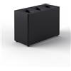 Pattumiera a 3 Scomparti Totale 72 L 71,5x33x49 cm con Contenitori Interni in Acciaio Verniciato Nero