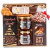 Green Touch Cesto regalo natalizio con miele, caffè, sciroppo, cioccolato, mandorle e cannel