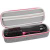 Safinein Custodia rigida da viaggio compatibile con asciugacapelli e styler Revlon One Step Volumizer, Hot Tools Head Air Brush Dryer con tasca in rete e pettine e clip (grigio + rosa)
