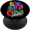 Bahaa's Tee Londra Inghilterra monumenti colorati retrò viaggio collage arte PopSockets PopGrip Adesivo