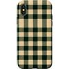 Checkered Patchwork Pattern - Apparel & Custodia per iPhone X/XS Motivo scozzese a quadretti verde salvia scuro