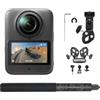 DJI Osmo 360 II Combo Multi-POV moto, fotocamera 8K 360° | Imaging a 360° HDR nativo in 8K/60 fps, 105 GB, gamma dinamica di 14,5 stop, AI SuperNight 2.0, kit supporto con morsetto rob