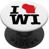 Shape of Home Co I Love (Heart) Wisconsin Mappa Sagoma WI Stato Americano PopSockets PopGrip Adesivo