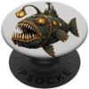 Vintage Anglerfish Submarine Art Steampunk Rana Pescatrice Sottomarino Vintage Deep Sea Art PopSockets PopGrip Adesivo